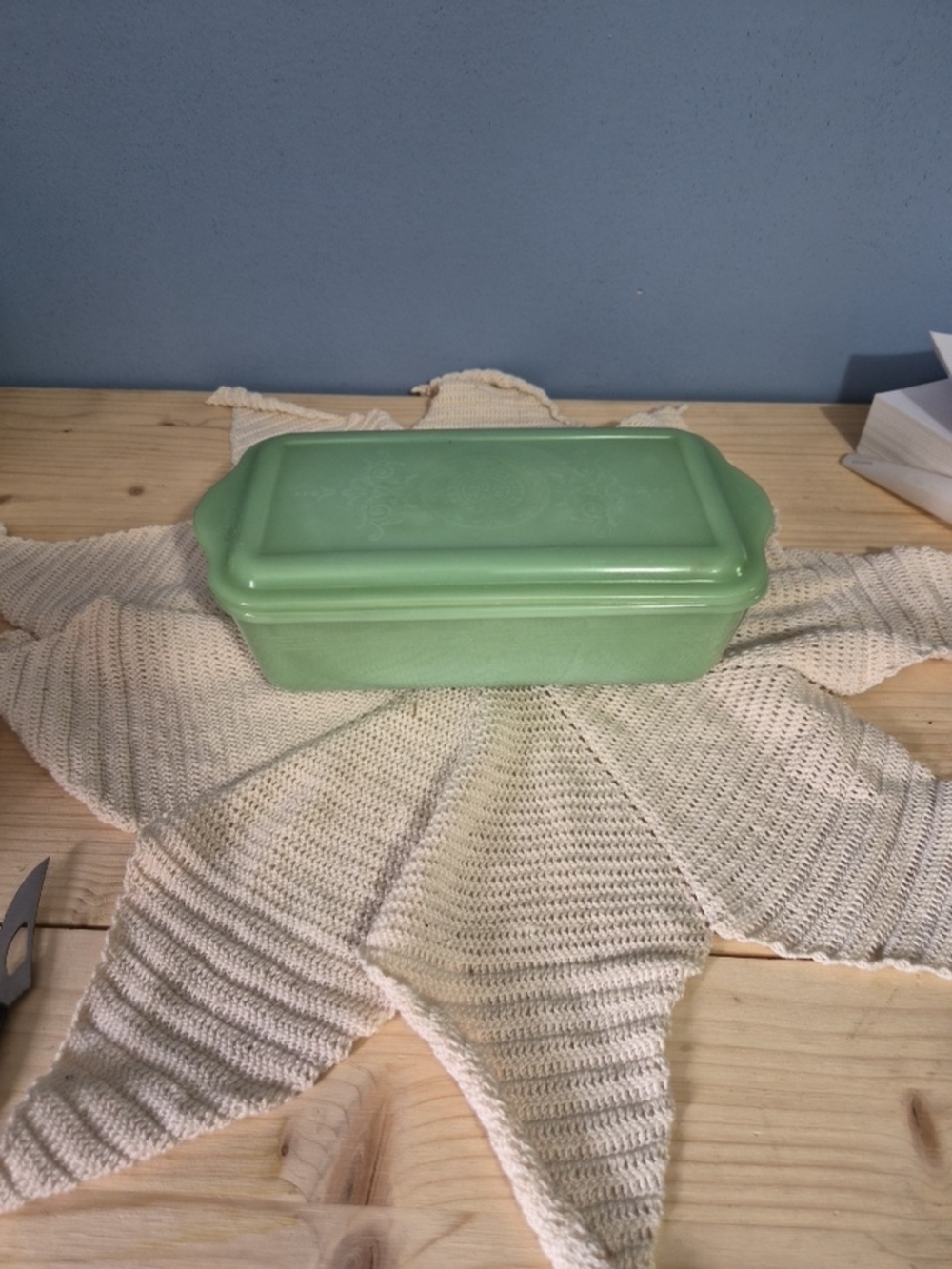 Vintage 1940's Fire King Jadeite Philbe Refrigerator Dish with Lid, No Chips